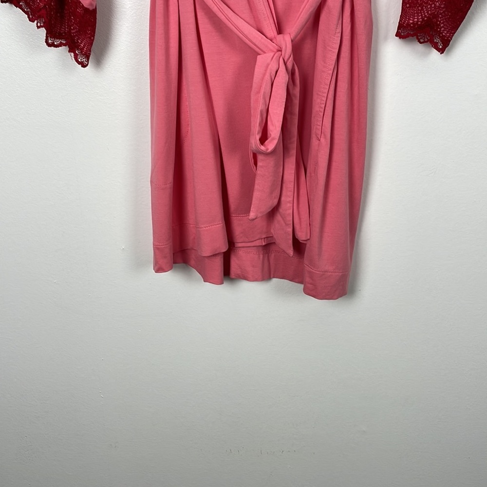 Soma robe women size S/M long sleeve lace trim scallop bottom sleeve tie waist - Picture 2 of 9